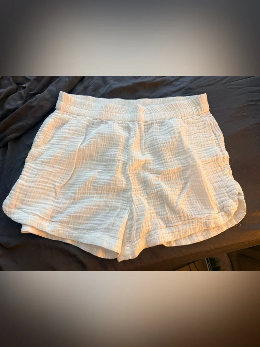 Rip Curl White Cotton Crinkle Athletic Shorts